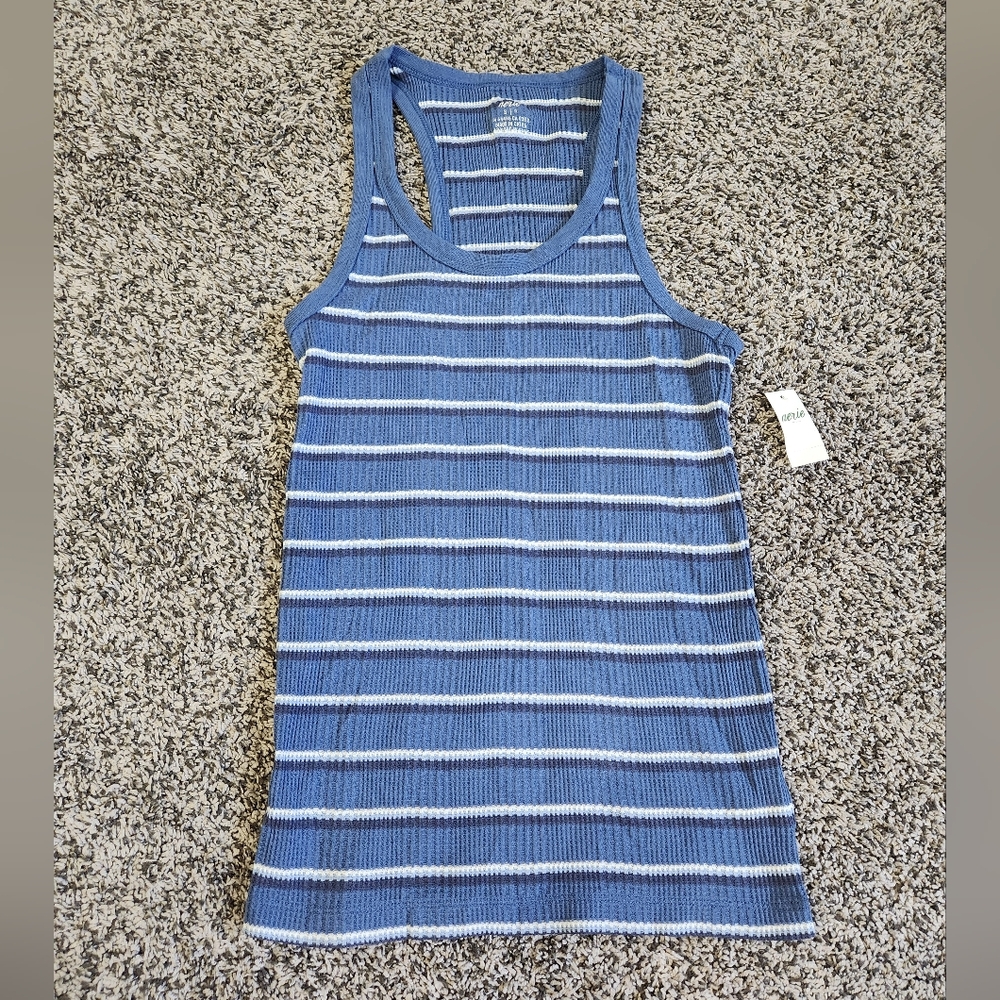 Aerie Blue Waffle Knit Tank Top Size S NWT